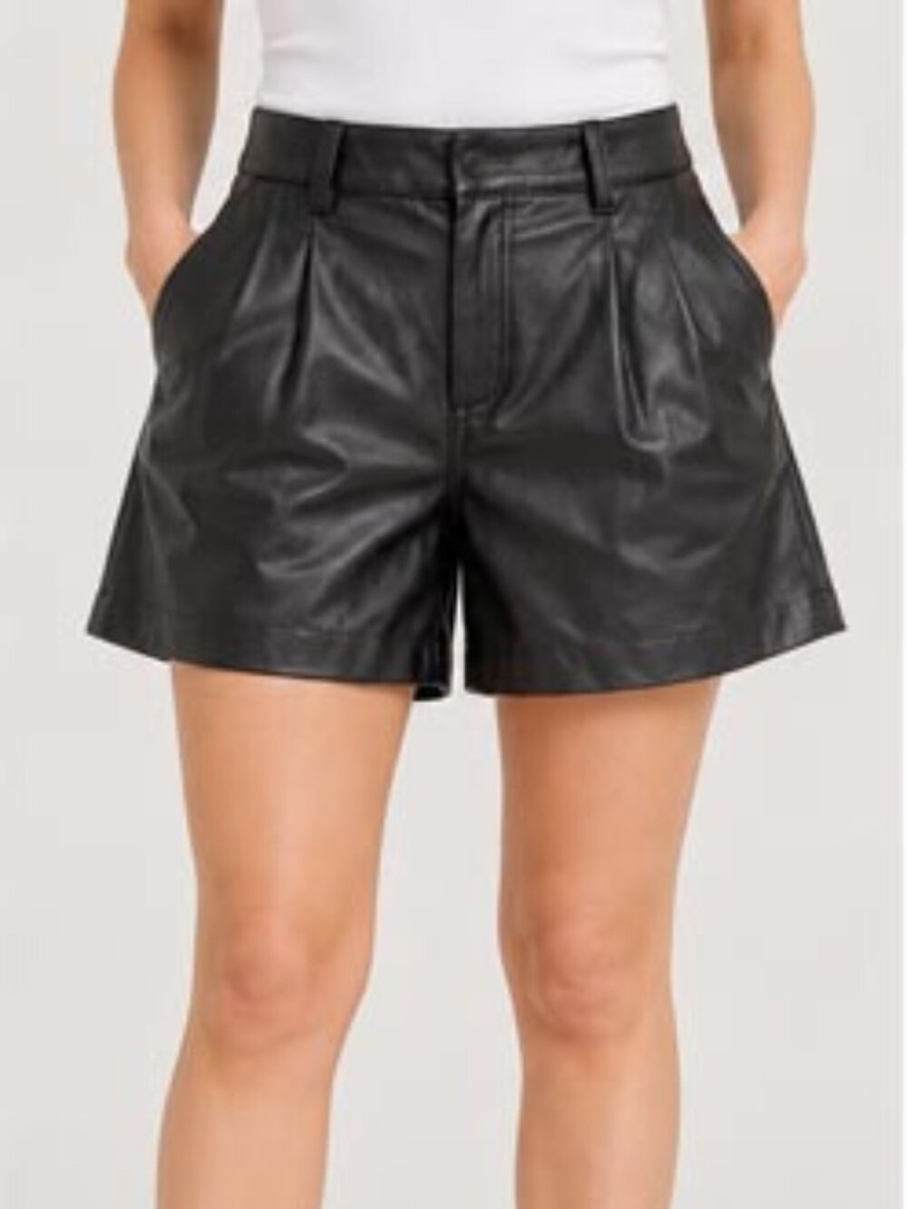 Banana Republic Black Vegan Leather High-Waisted Shorts – Size 4